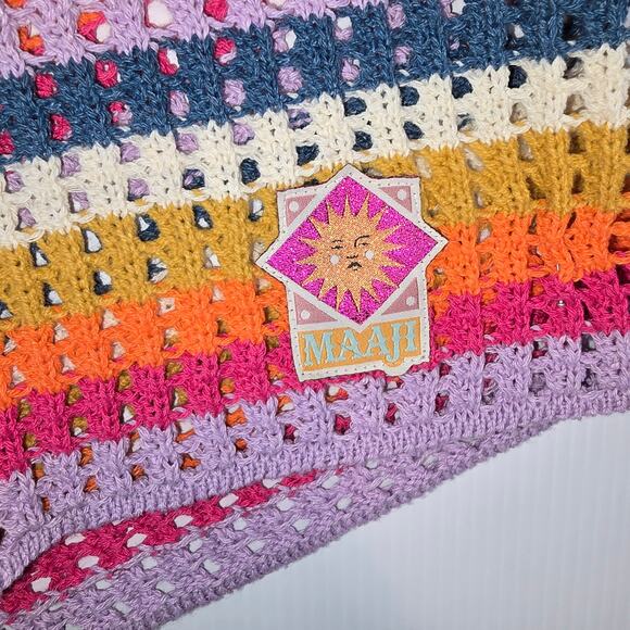 Maaji Pink Prism Kiko Shorts Knit Crochet Pull On 6" Multi Color Stripe M NEW - Picture 8 of 9